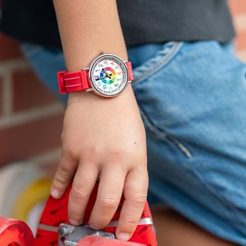 Montre d'apprentissage Kiddus pour filles avec bracelet ajustable et aiguilles marquées HEURE et MINUTE