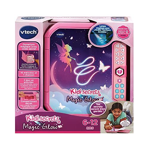 VTech KidiSecrets Magic Glow journal intime interactif avec stylo encre invisible et jeux éducatifs pour enfants.