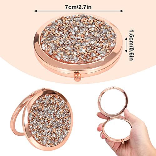Miroir de poche Swarovski élégant avec étui, cristaux scintillants et placage or 24 carats.