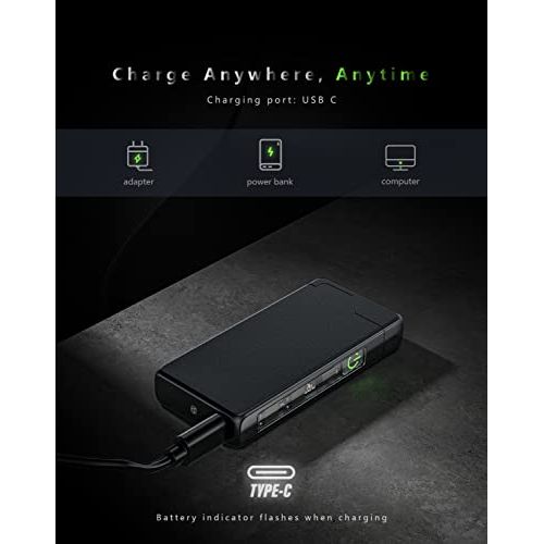 Briquet électrique élégant et pratique, rechargeable USB-C, résistant au vent, parfait pour les cadeaux, idéal pour amateurs d'activités extérieures et gadgets écologiques.