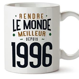 Mug 1996 Mugffins en céramique, message personnalisé Rendre le monde meilleur depuis 1996.