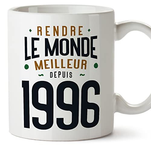 Mug 1996 Mugffins en céramique, message personnalisé Rendre le monde meilleur depuis 1996.