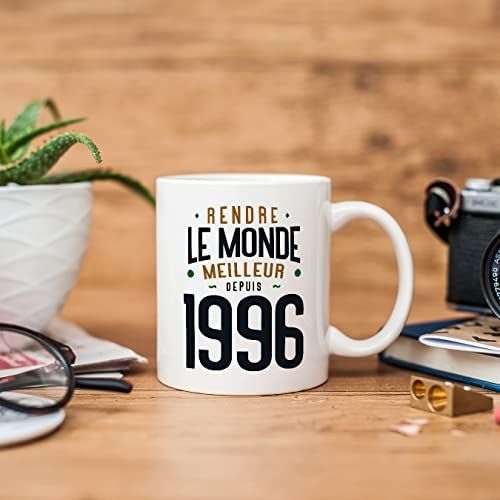 Mug 1996 Mugffins en céramique, message personnalisé Rendre le monde meilleur depuis 1996.