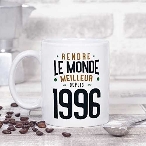 Mug 1996 Mugffins en céramique, message personnalisé Rendre le monde meilleur depuis 1996.