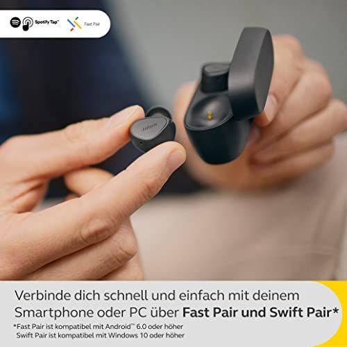 Écouteurs Bluetooth sans fil Jabra Elite 4, design élégant, réduction de bruit active, autonomie 28 heures, cadeau idéal pour musique et télétravail.