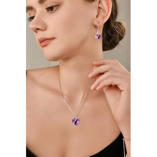 Pendentif en argent 925 avec cœur en améthyste dans une boîte cadeau élégante, idée romantique pour la Saint-Valentin.