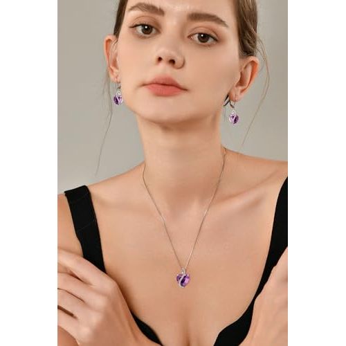 Pendentif en argent 925 avec cœur en améthyste dans une boîte cadeau élégante, idée romantique pour la Saint-Valentin.