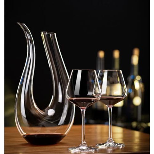 Carafe à décanter en U Smaier, en verre soufflé, améliore aération du vin et décoration de table élégante, cadeau parfait pour amateur de vin.