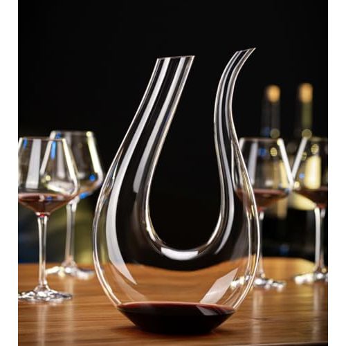 Carafe à décanter en U Smaier, en verre soufflé, améliore aération du vin et décoration de table élégante, cadeau parfait pour amateur de vin.