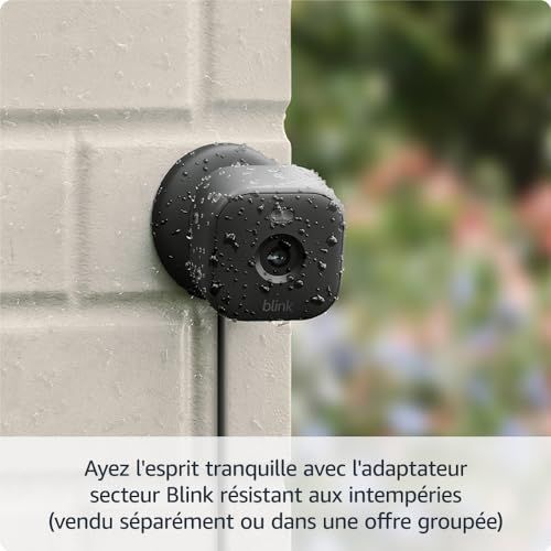 Caméra de surveillance connectée Blink Mini 2, HD 1080p, vision nocturne couleur, notifications en temps réel, système audio bidirectionnel, idéale cadeau sécurité.