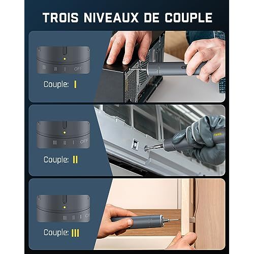 Tournevis électrique Fanttik avec 16 embouts, trois niveaux de couple, technologie avancée, pour bricolage précis et efficace, idée cadeau pour passionné de bricolage.