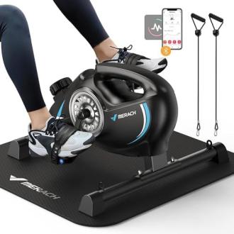 Pédalier de bureau MERACH compact avec moniteur LCD et tapis protecteur pour l'exercice au travail.