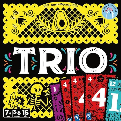 Jeu de cartes Trio par Asmodee, idéal pour moments familiaux, déduction, mémoire, bluff, concept divertissant, pour enfants et adultes dès 7 ans.
