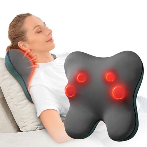 Coussin de massage cervical Shiatsu, détente innovante à domicile ou au bureau, bien-être ultime pour femmes.