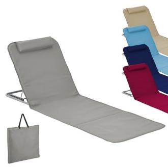 Matelas de plage Linxor avec dossier ajustable, pliable, léger, parfait pour détente en bord de mer, idée cadeau pratique et confortable