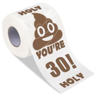 Papier toilette humoristique 30 ans, cadeau original anniversaire, émoji crotte, idée cadeau drôle et pratique pour fêter l'entrée dans la trentaine.
