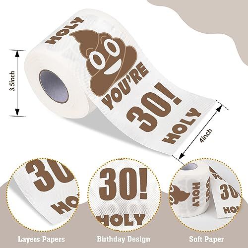 Papier toilette humoristique 30 ans, cadeau original anniversaire, émoji crotte, idée cadeau drôle et pratique pour fêter l'entrée dans la trentaine.