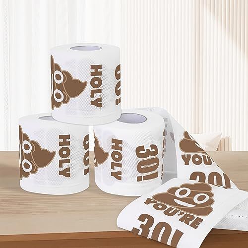 Papier toilette humoristique 30 ans, cadeau original anniversaire, émoji crotte, idée cadeau drôle et pratique pour fêter l'entrée dans la trentaine.