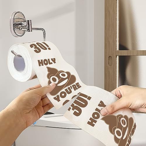Papier toilette humoristique 30 ans, cadeau original anniversaire, émoji crotte, idée cadeau drôle et pratique pour fêter l'entrée dans la trentaine.