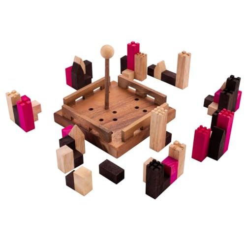 Image du Château Fort Casse-tête en Bois d'Engelhart, 11 pièces, puzzle challenging, design artisanal, en bois d'acacia, écologique, pour adultes et adolescents.
