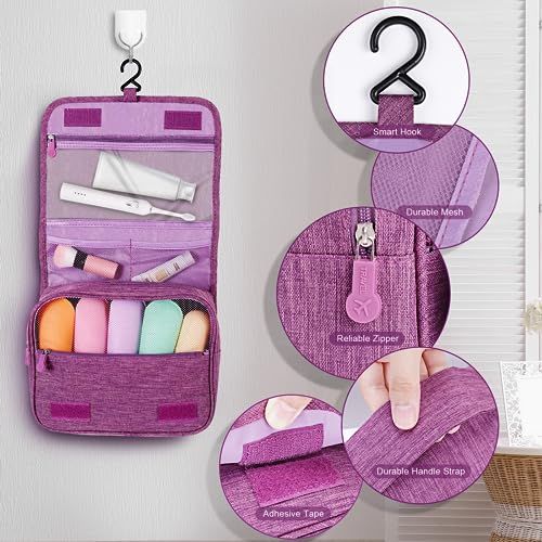 Trousse de toilette pliable multi-compartiments, écologique, légère et durable, idéale pour voyageuses