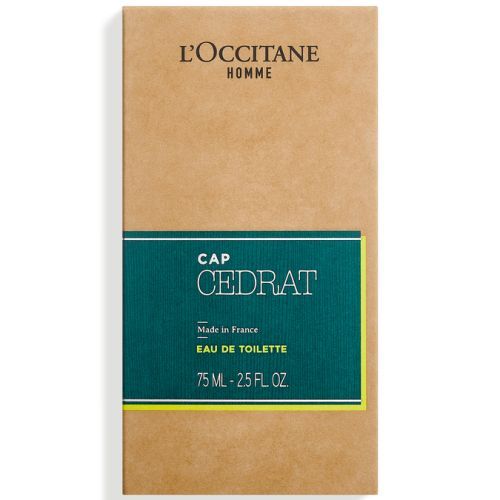 Eau de Toilette Cap Cédrat - Un parfum frais et boisé pour hommes modernes et aventureux, par L'Occitane. Idée cadeau élégante et inspirante.