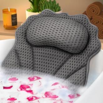 Oreiller de bain ergonomique confortable avec ventouses anti-glisse pour relaxation spa luxueuse.