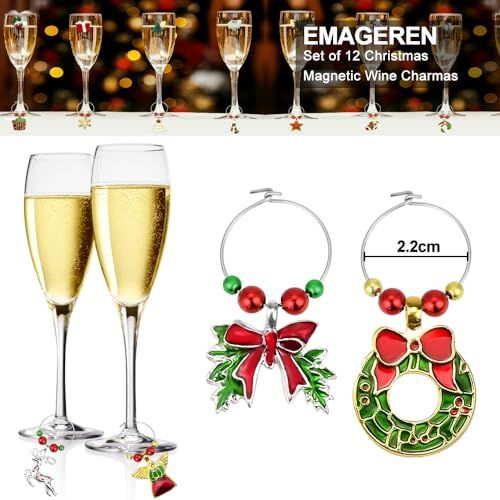 Breloques pour verre à vin avec motifs de Noël, personnalisant vos verres lors des fêtes pour éviter les confusions et ajouter de la magie à votre table.