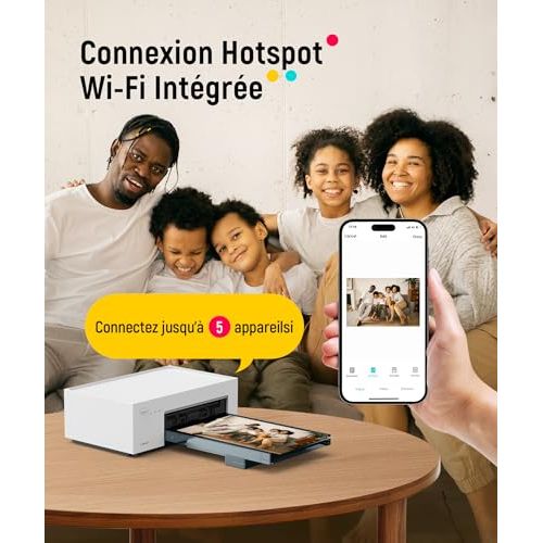 Imprimante photo portable Liene, compatible iPhone, technologie 4Pass, Wi-Fi intégré, imprimer sans Internet, cadeau idéal pour amateurs de photos, qualité labos professionnels.