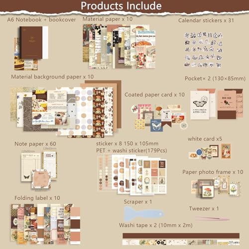 Kit de scrapbooking vintage 348 pièces pour DIY et création de souvenirs
