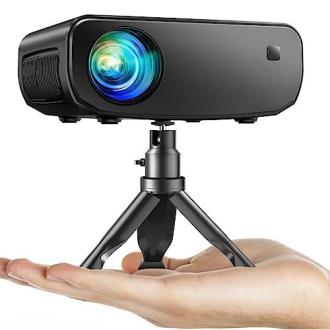 Mini projecteur portableFull HD 1080P léger pour cinéma maison et plein-air avec haut-parleurs Hi-Fi.