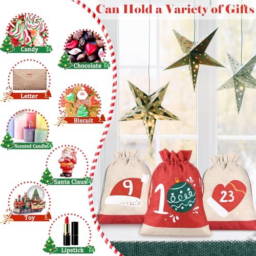 Calendrier de l'Avent personnalisable et décoratif à remplir soi-même, idéal pour offrir une touche festive et des surprises magiques en décembre.