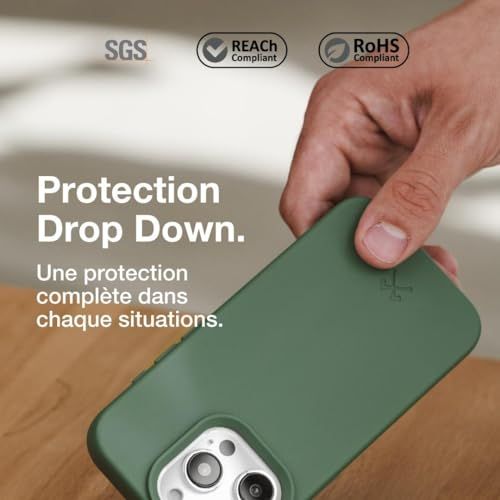 Coque iPhone 15 biodégradable Just Green, écologique et fabriquée en Europe avec matériaux naturels.