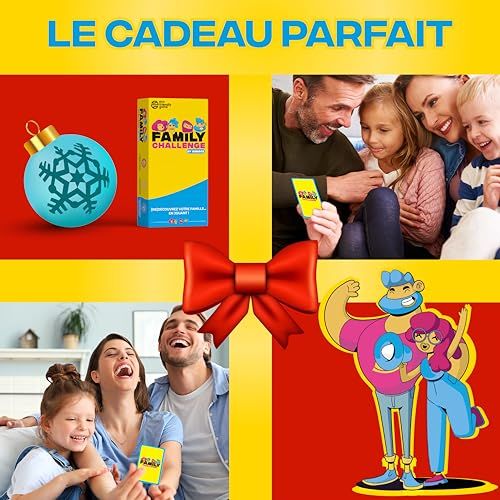 Boîte du jeu de société Family Challenge de Juduku pour divertissement familial écoresponsable avec cartes colorées