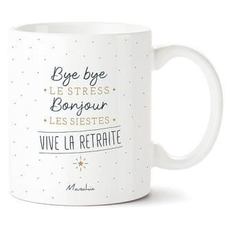 Mug de retraite avec inscription humoristique et design charmant, cadeau parfait pour célébrer une nouvelle étape de vie