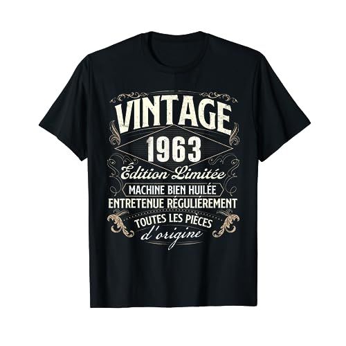Tee-shirt vintage 1963, humour, coton de qualité, tailles S-2XL, look chic ou décontracté.