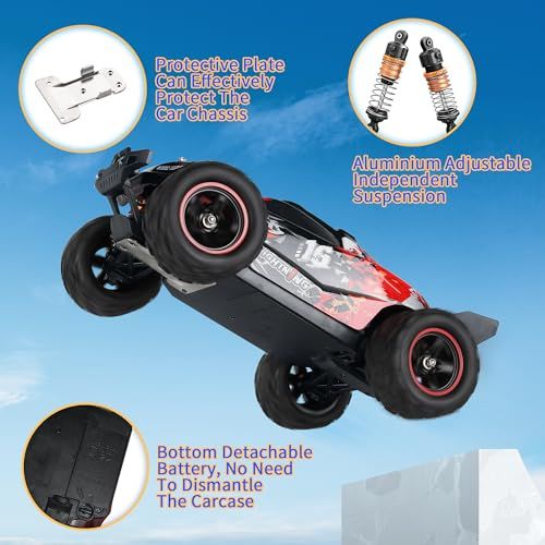 Voiture RC Herenear rapide 60 km/h avec moteur brushless et double batterie pour enfants