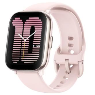 Montre connectée Amazfit rose avec écran AMOLED et fonctionnalités de santé