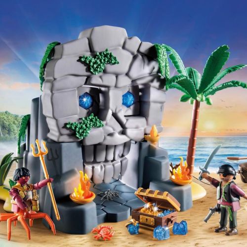 Coffret Playmobil Île au trésor avec pirate, monstre marin, canot flottant, aventure imaginative pour enfants dès 4 ans, jeu éducatif et durable.