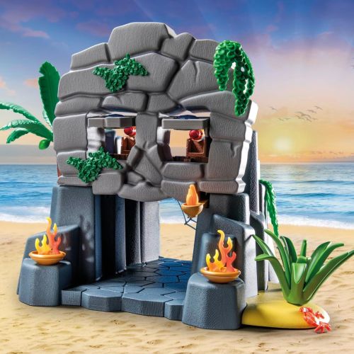 Coffret Playmobil Île au trésor avec pirate, monstre marin, canot flottant, aventure imaginative pour enfants dès 4 ans, jeu éducatif et durable.