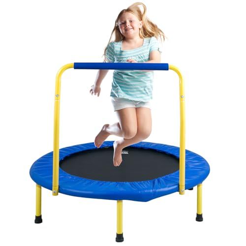 Trampoline pliant pour enfants, idéal pour des heures de jeu, améliore coordination, facilement portable et sûr, parfait pour intérieur et extérieur.