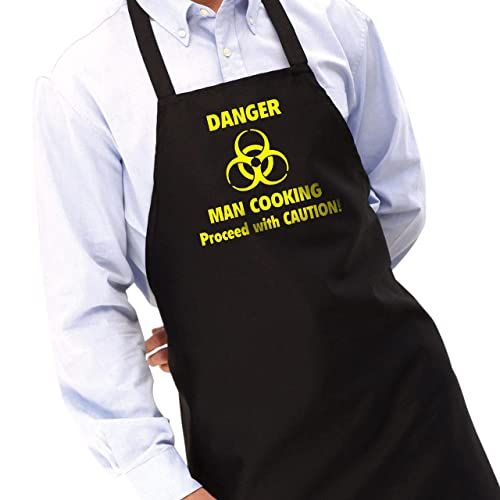 Tablier noir humoristique avec texte jaune pour barbecue
