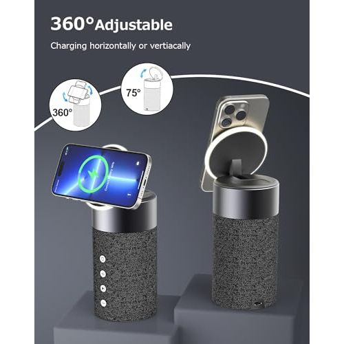 Station de charge magnétique COLSUR 2 en 1 pour iPhone avec haut-parleur Bluetooth et options de sécurité avancées.