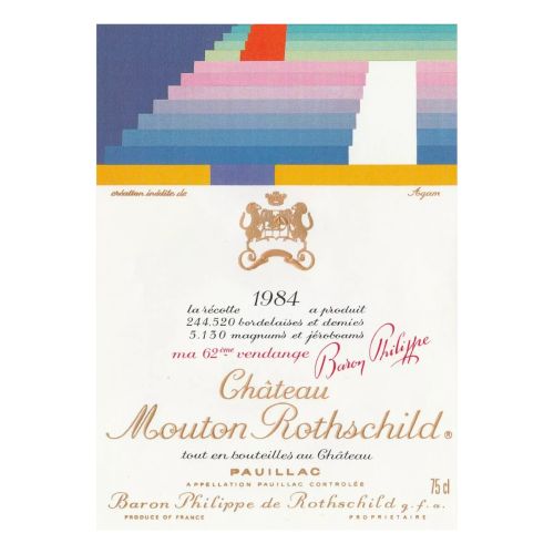 Bouteille de Mouton Rothschild 1984, idée cadeau prestigieuse pour un 40ème anniversaire, rareté et élégance pour amateurs de vins fins.