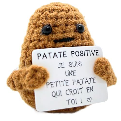 Boule de laine en forme de patate, cadeau humoristique, répand joie et positivité, idéal pour toute occasion, rend le quotidien joyeux et unique.