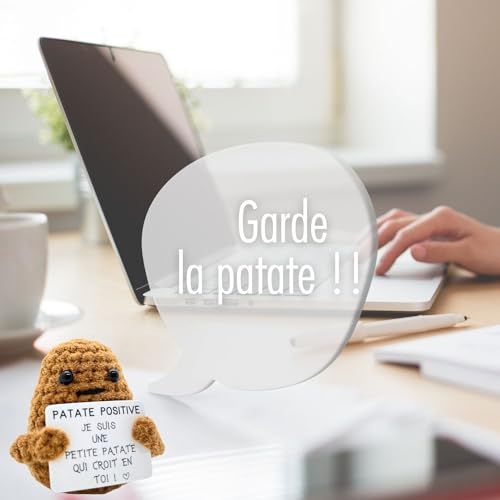 Boule de laine en forme de patate, cadeau humoristique, répand joie et positivité, idéal pour toute occasion, rend le quotidien joyeux et unique.