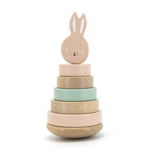 Tour d'anneaux en bois personnalisée pour bébés, cadeau de naissance, éducatif, ludique, sûr, idéal décoration chambre enfant.