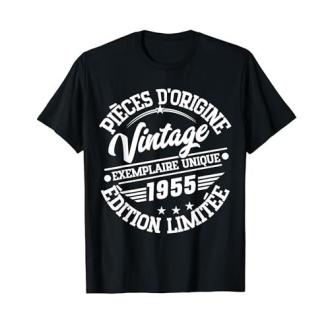 Tee-shirt vintage 1955 avec inscriptions humoristiques et design élégant pour toutes les occasions.