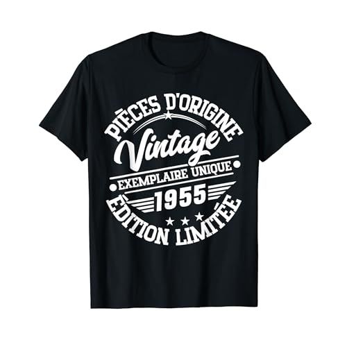 Tee-shirt vintage 1955 avec inscriptions humoristiques et design élégant pour toutes les occasions.