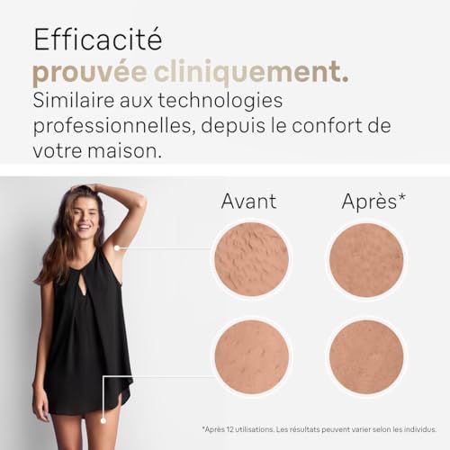 Épilateur lumière pulsée Braun Silk·expert Pro 5, peau douce jusqu'à un an, approuvé dermatologiquement, traitement rapide et sécurisé à domicile.